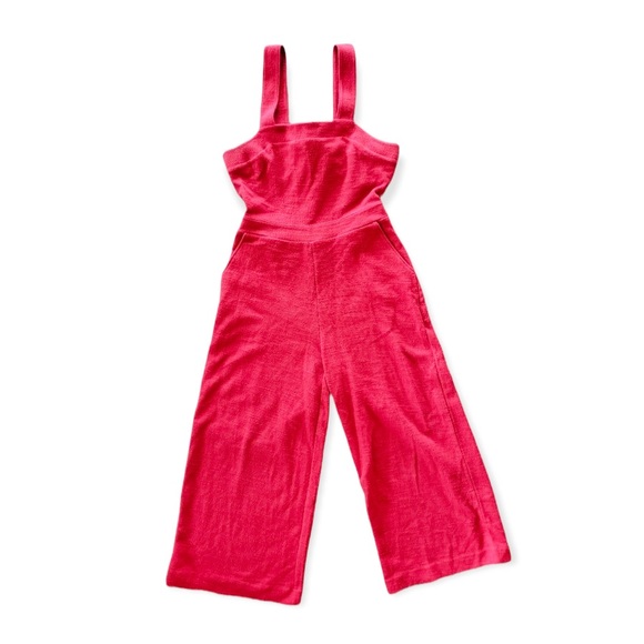 Madewell Texture & Thread tie up jumper jumpsuit red sleeveless Sz 8 - Picture 3 of 9